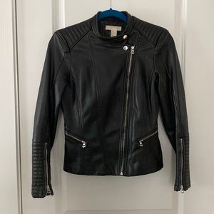 H&M black faux leather jacket, size US6, good condition